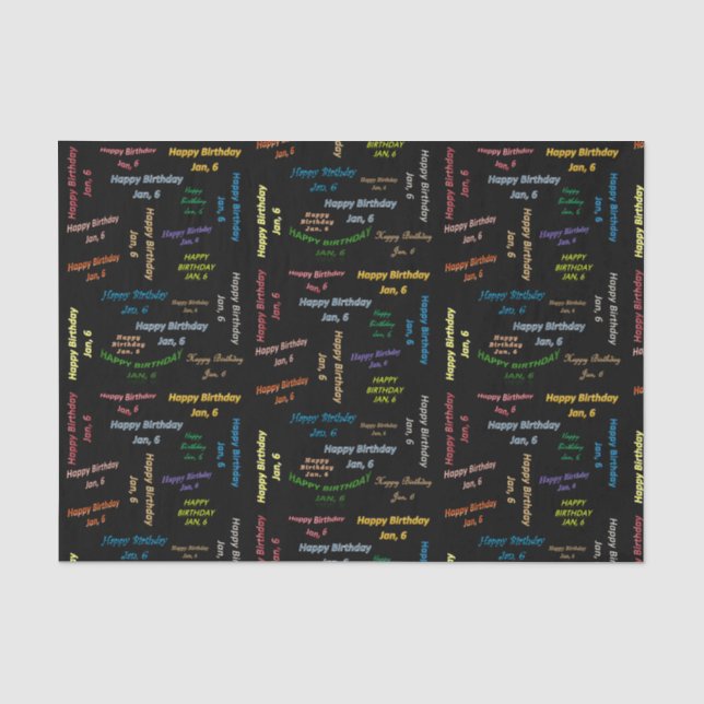 Januar, 6. Geburtstag, Tissue Paper Seidenpapier (Vorderseite)