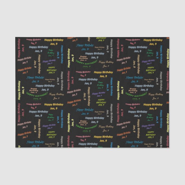 Januar, 9. Geburtstag, Tissue Paper Seidenpapier (Vorderseite)