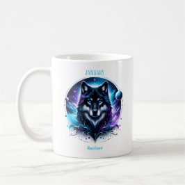 Januar Birth Month Spirit Animal Wolf Kaffeetasse