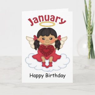 Januar Birthstone Angel Black Birthday Card Karte