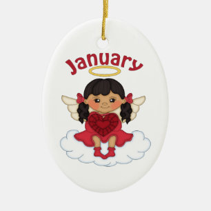 Januar Birthstone Angel Black Keramik Ornament
