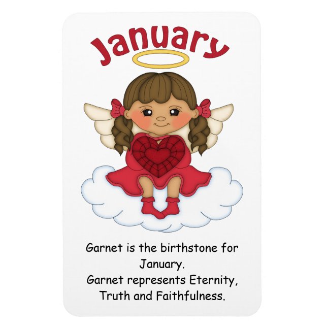 Januar Birthstone Angel Brünett Premium Magnet (Vertikal)