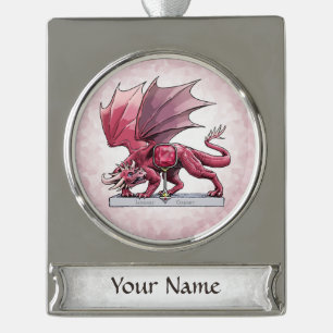 Januar Birthstone Dragon - Garnet Banner-Ornament Silber
