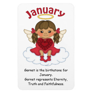 Januar Birthstone Engel Brünett Premium Magnet