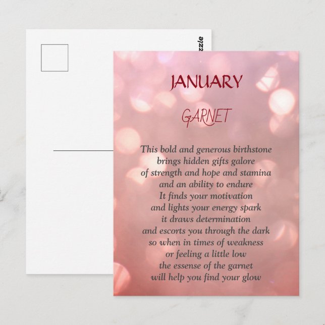 Januar Birthstone Garnet Design Postcard Postkarte (Vorne/Hinten)