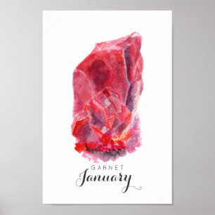 Januar Birthstone - Garnet Watercolor   Poster