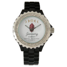Januar Birthstone Watch - Garnet Crystal Design f