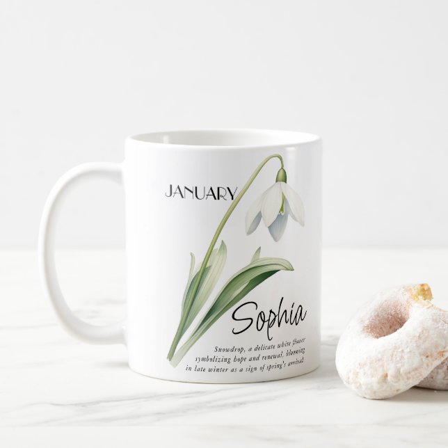 Januar Blume Personalisiert Kaffeetasse (Mit Donut)