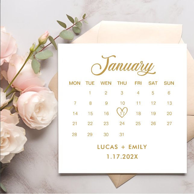 Januar Calendar Gold Wedding Serviette (Von Creator hochgeladen)