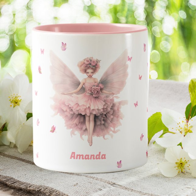 Januar Carnation Fairy Birth Month Blume Zweifarbige Tasse (Von Creator hochgeladen)