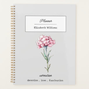 JANUAR CARNATION GEBURTSGEBURTSBLUME PERSONALISIER PLANER