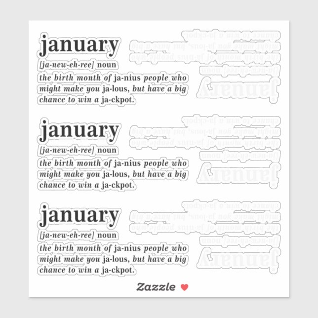 Januar Definition Geburtstag Aufkleber (Blatt)