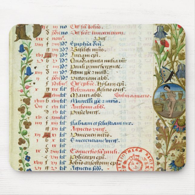 Januar; essende und trinkende Zahlen Mousepad (Vorne)