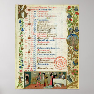 Januar; essende und trinkende Zahlen Poster