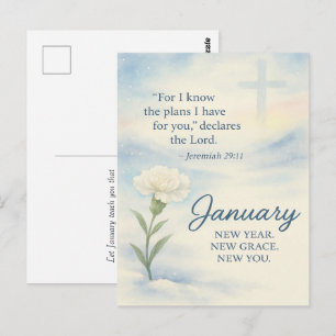 Januar Floral Geburtstags Inspirierend Winter  Postkarte