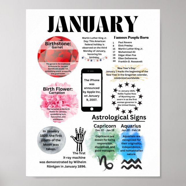 Januar Fun Facts Poster (Vorne)