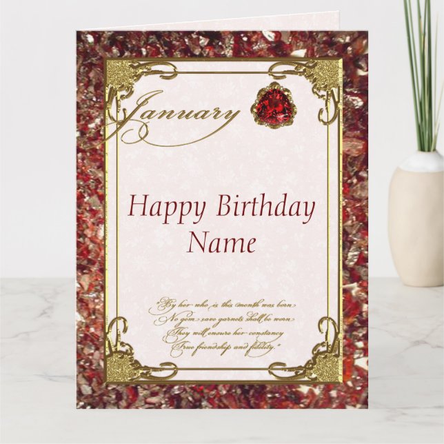 Januar Garnet Birthstone 8.5X11 Geburtstag Karte (Vorderseite)