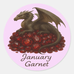 Januar Garnet - Dragon & Gemstone Runder Aufkleber