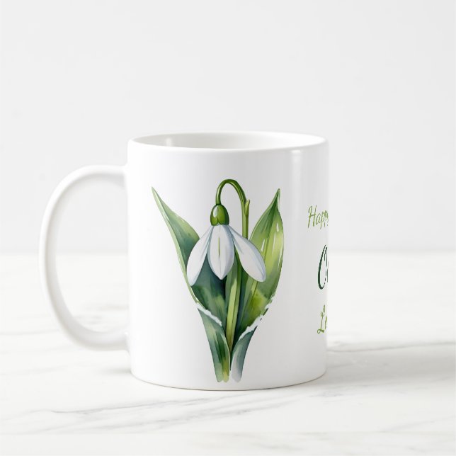 Januar Geburt Blume Geschenke White Snowdrop Blume Kaffeetasse (Links)
