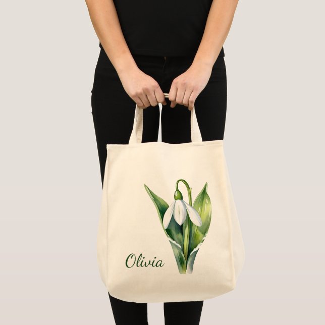 Januar Geburt Blume Geschenke White Snowdrop Blume Tragetasche (Vorderseite (Produkt))