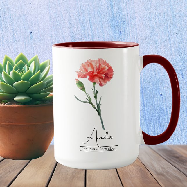 Januar Geburtsmonat Blume Carnation Tasse (Von Creator hochgeladen)