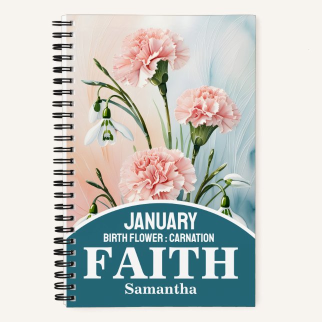 Januar Geburtsmonat Blume Christlich Journal Notizbuch (Vorderseite)