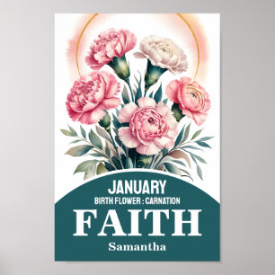 Januar Geburtsmonat Blume Christliches Kinderzimme Poster