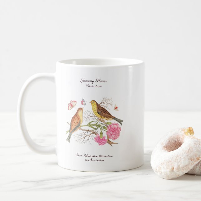 Januar Geburtsmonat Blume Geburtstagsgeschenk Kaffeetasse (Mit Donut)