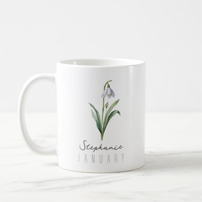 Januar Geburtsmonat Blume mit Name/Name - Schneefl Kaffeetasse (Links)