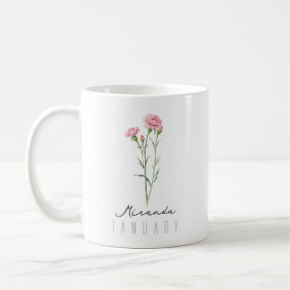 Januar Geburtsmonat Blume mit/Name - Nelke Kaffeetasse