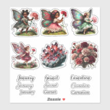 Januar Geburtsmonat Geburtsdatum Blume Sticker Set