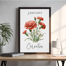 Januar Geburtsmonat-Nelken Poster