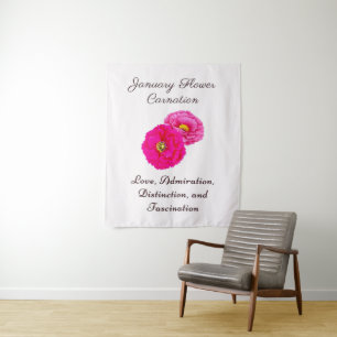Januar-Geburtsmonatsblume Nelke Elegante Flora Wandteppich