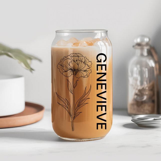 Januar Geburtsstunde Blume Nelke mit Individuelle  Dosenglas (Von Creator hochgeladen)