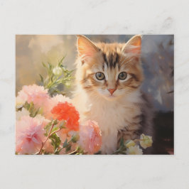 Januar Geburtsstunde Blume und Kitten Postkarte