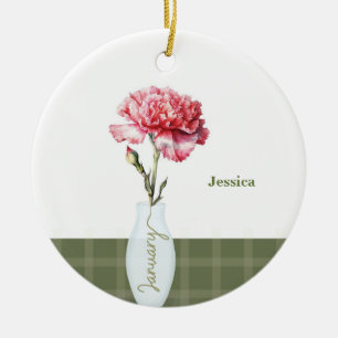 Januar Geburtstag Monat Blume Carnation Keramik Ornament