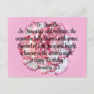 Januar Geburtstags-Geburtsmonats-Nelke-Blume Postkarte