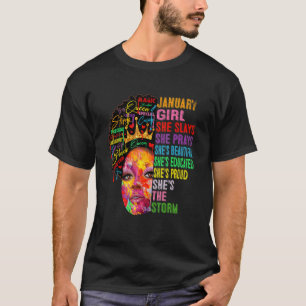 Januar Girl She Slays & Prays Januar Geburtstag G T-Shirt