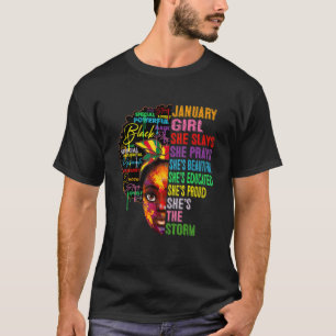 Januar Girl She Slays & Prays Januar Geburtstag G T-Shirt