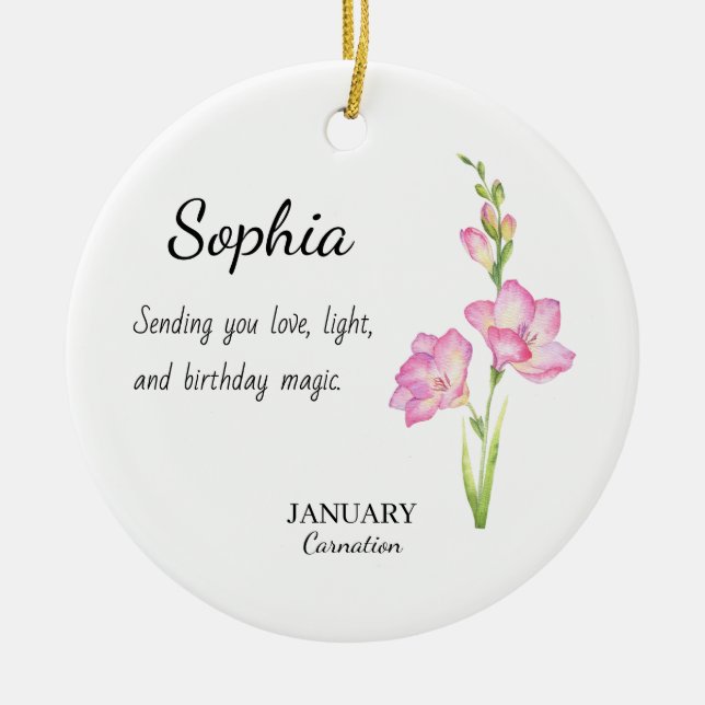 Januar-Nelke Personalisierter Geburtstag Keramik Ornament (Vorne)