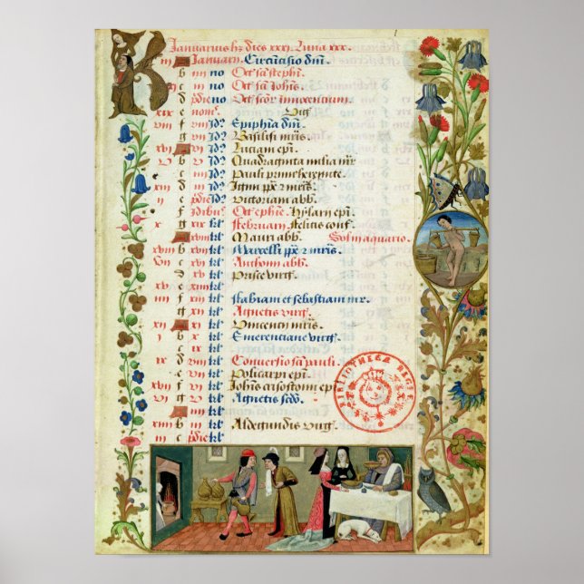 Januar; Zahlen zu Essen und Trinken Poster (Vorne)