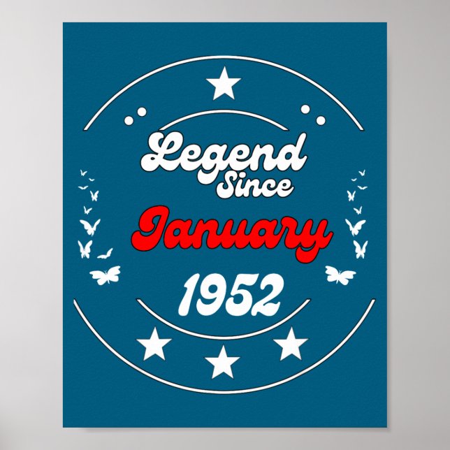 January 1952 Birthday Legend Man Boy Since January Poster (Vorne)