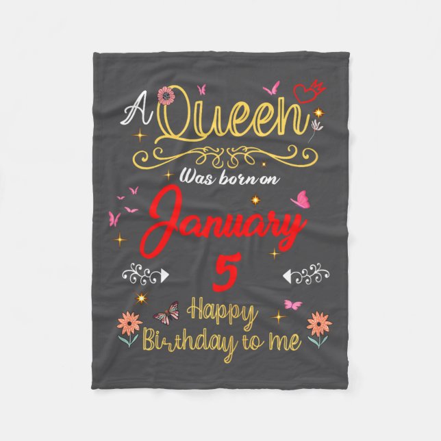 January 5 Birthday A Queen Was Born In 5th January Fleecedecke (Vorderseite)