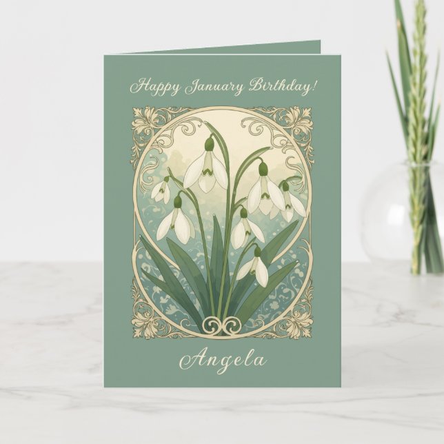 January Birth Flower White Snowdrop Flowers Art No Karte (Vorderseite)