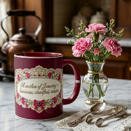 January Birth Month Flower Carnation Mother Quote Tasse