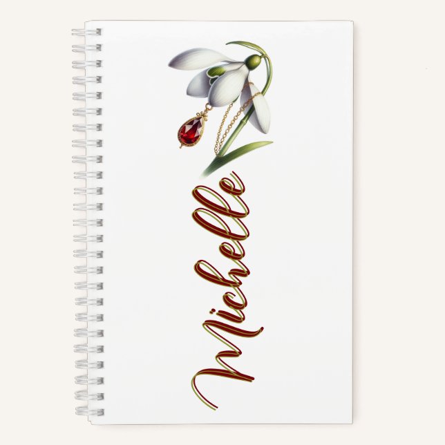 January Bloom & Birthstone Personalized Bookmark Notizbuch (Vorderseite)