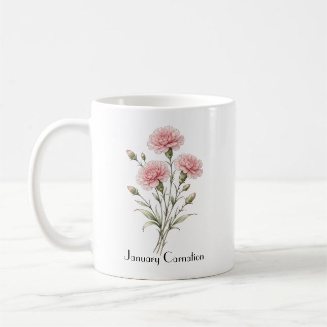 January Carnation Flowers  Kaffeetasse (Links)