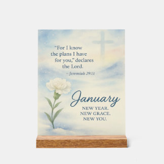 January Floral Birthday Inspirational Winter Acrylschild
