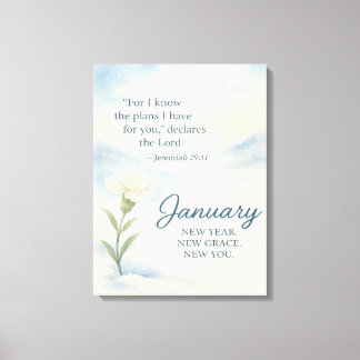 January Floral Birthday Inspirational Winter Leinwanddruck