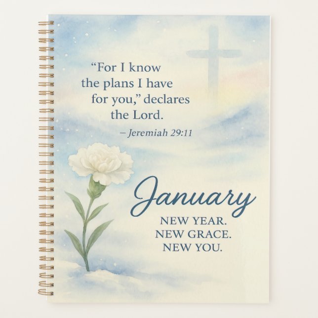 January Floral Birthday Inspirational Winter  Planer (Vorderseite)